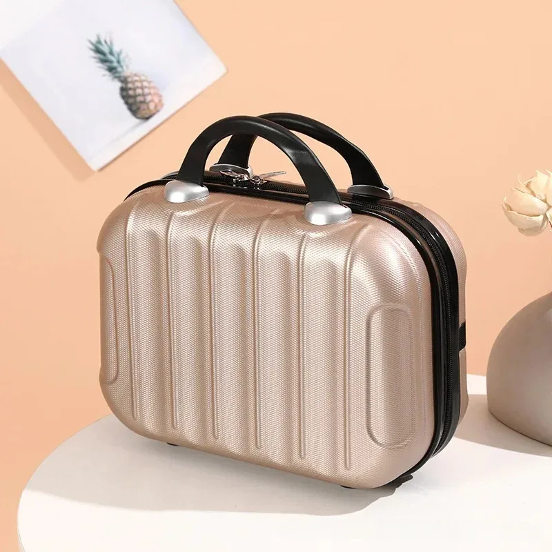 sac de maquillage de voyage pour femmes de 14 pouces, mini valise compacte en plastique abs, design uni, idéal pour un usage personnel