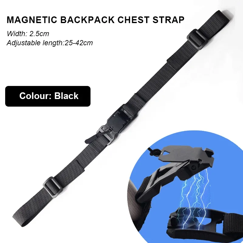 sac à dos magnétique, sangle de poitrine facile, sangle détachable, sangle d'épaule réglable, sac tactique de camping en plein air, accessoires