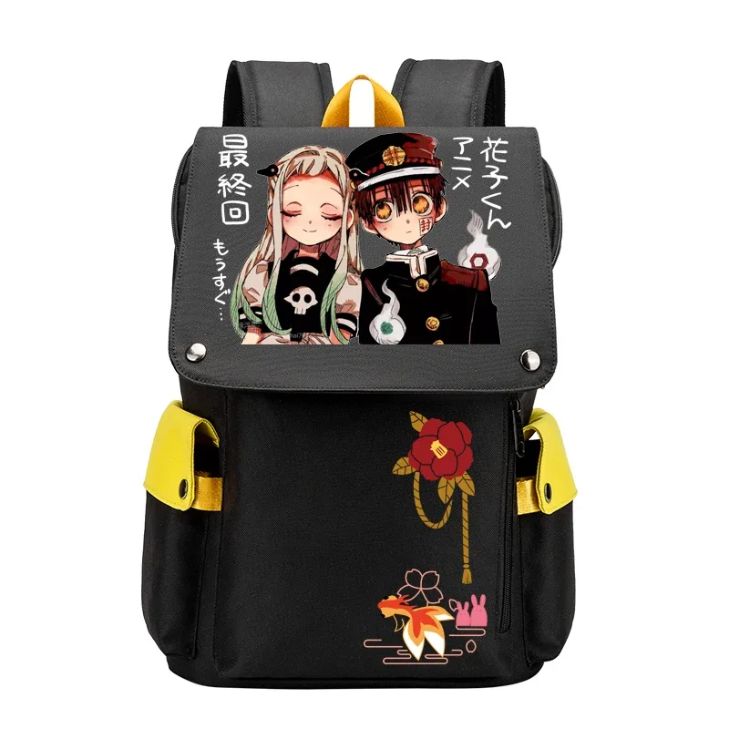 hanako-kun – grand sac à dos de voyage pour garçons et adolescents, cartable d'école animé avec chargeur usb, oxford, pour ordinateur portable