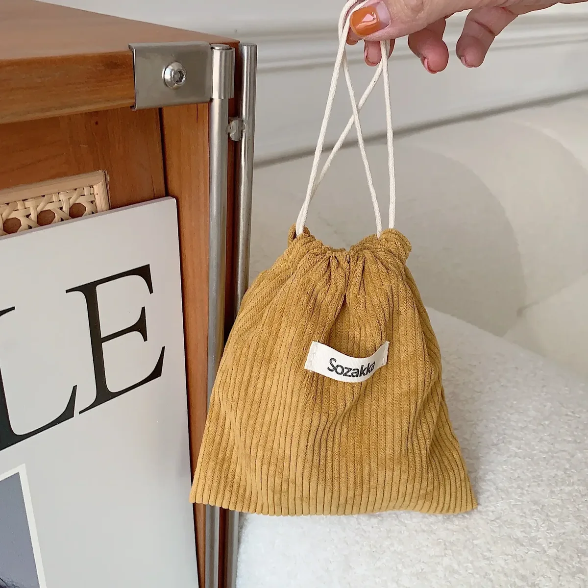 sac à cosmétiques à cordon de couleur unie, 1 pièce, pochette de voyage pour cosmétiques, rouge à lèvres, bonbons, sac d'emballage cadeau de noël, sac de rangement