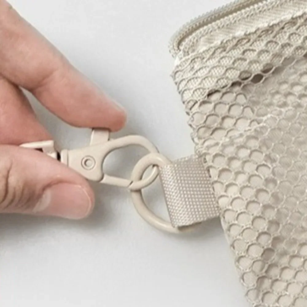 sac de rangement léger en maille, sac cosmétique en polyester de couleur unie avec fermeture éclair, porte-monnaie multifonctionnel, sac de rangement de voyage