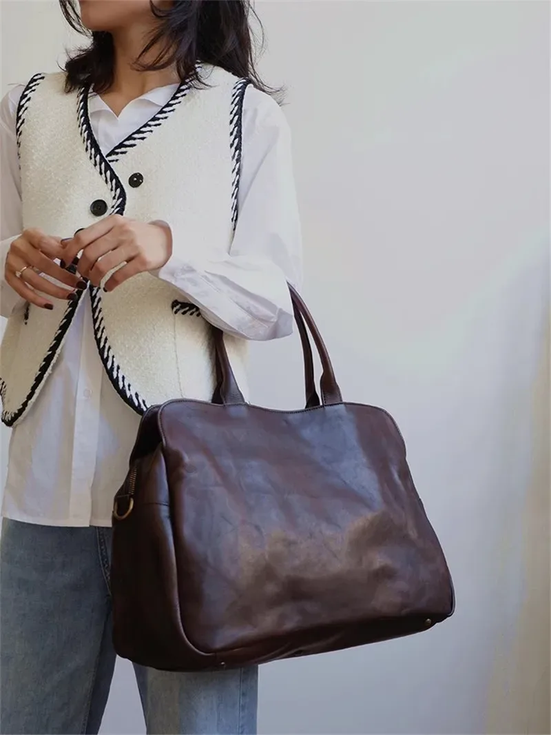 pndcloser-sac de voyage en cuir véritable pour hommes et femmes, grande capacité, sac de fitness en cuir de cercle souple, grand sac à main, décontracté, week-end, extérieur