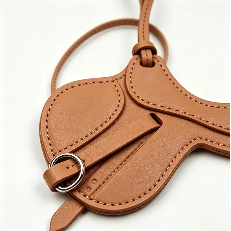 petit sacoche de selle en cuir pu, accessoire de mode haut de gamme, breloque porte-clés, pendentif en cuir