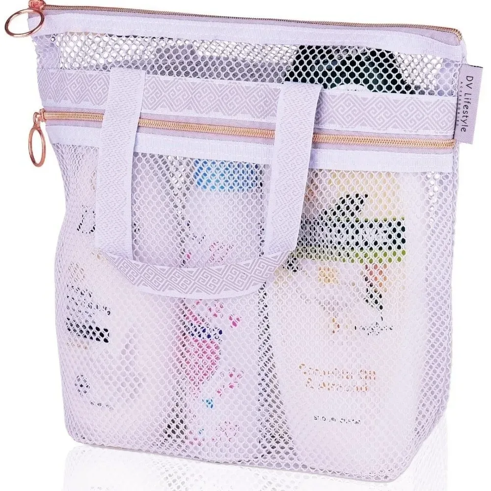 sac de plage en maille portable, sac de douche transparent multifonctionnel, sac à cosmétiques, organisateur de produits de toilette, pochette de rangement, sac de lavage de voyage, natation