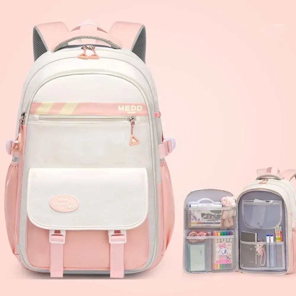 sac d'école de grande capacité, sac à dos léger et étanche pour étudiants, soulagement du stress, sac à double sangle pour collégiennes et lycéennes