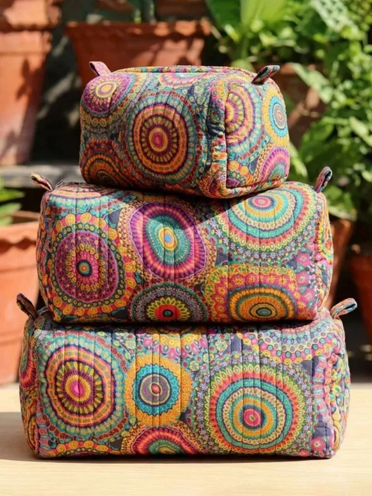 sacs cosmétiques matelassés imprimés en 3d tendance, pochette de rangement de maquillage de voyage pour femmes, motifs floraux et animaux vintage, imprimés pour le camping
