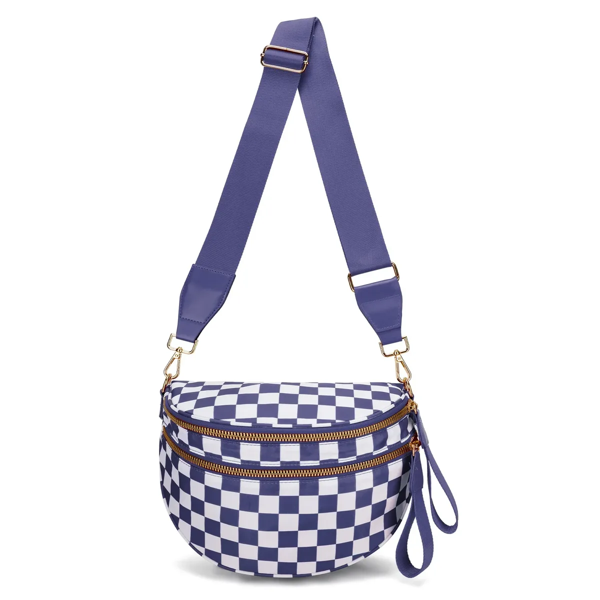 sac banane à carreaux pour femmes, sac banane décontracté, grande capacité, sangle réglable, sac à bandoulière simple pour maman, fourre-tout de voyage quotidien
