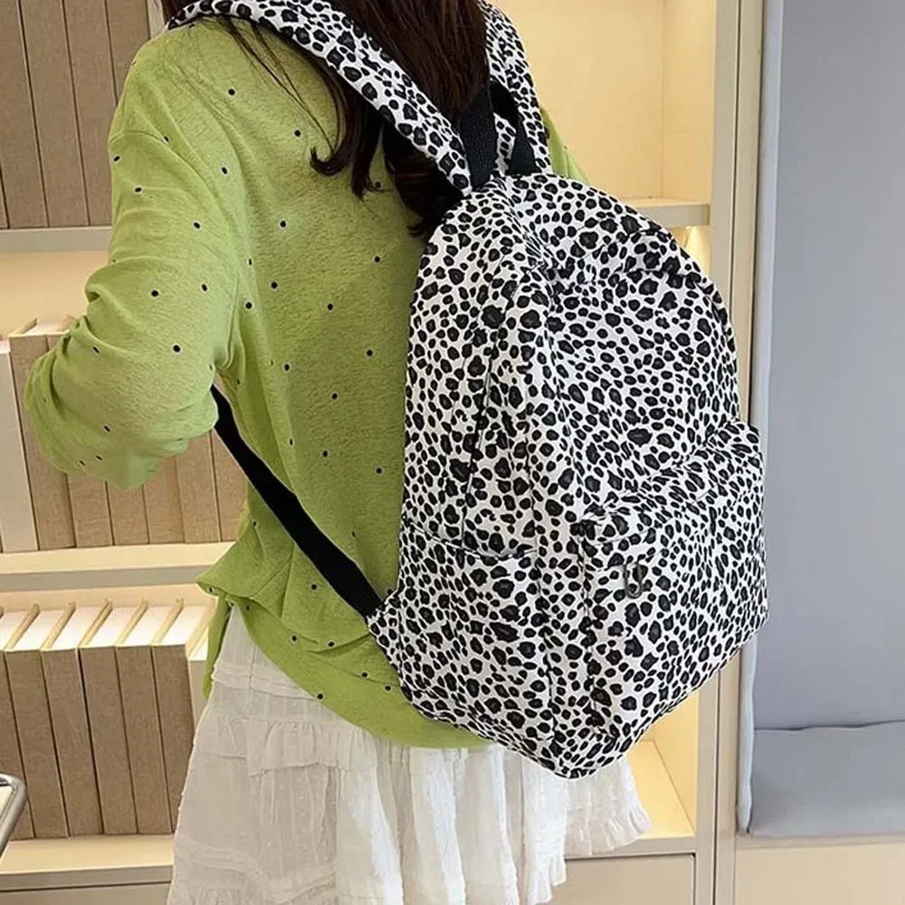 sac à dos pour ordinateur portable en nylon imprimé léopard, sac à dos rétro, sac d'école pour étudiants, sac à dos durable avec sangles fixes, grande capacité, pour usage quotidien