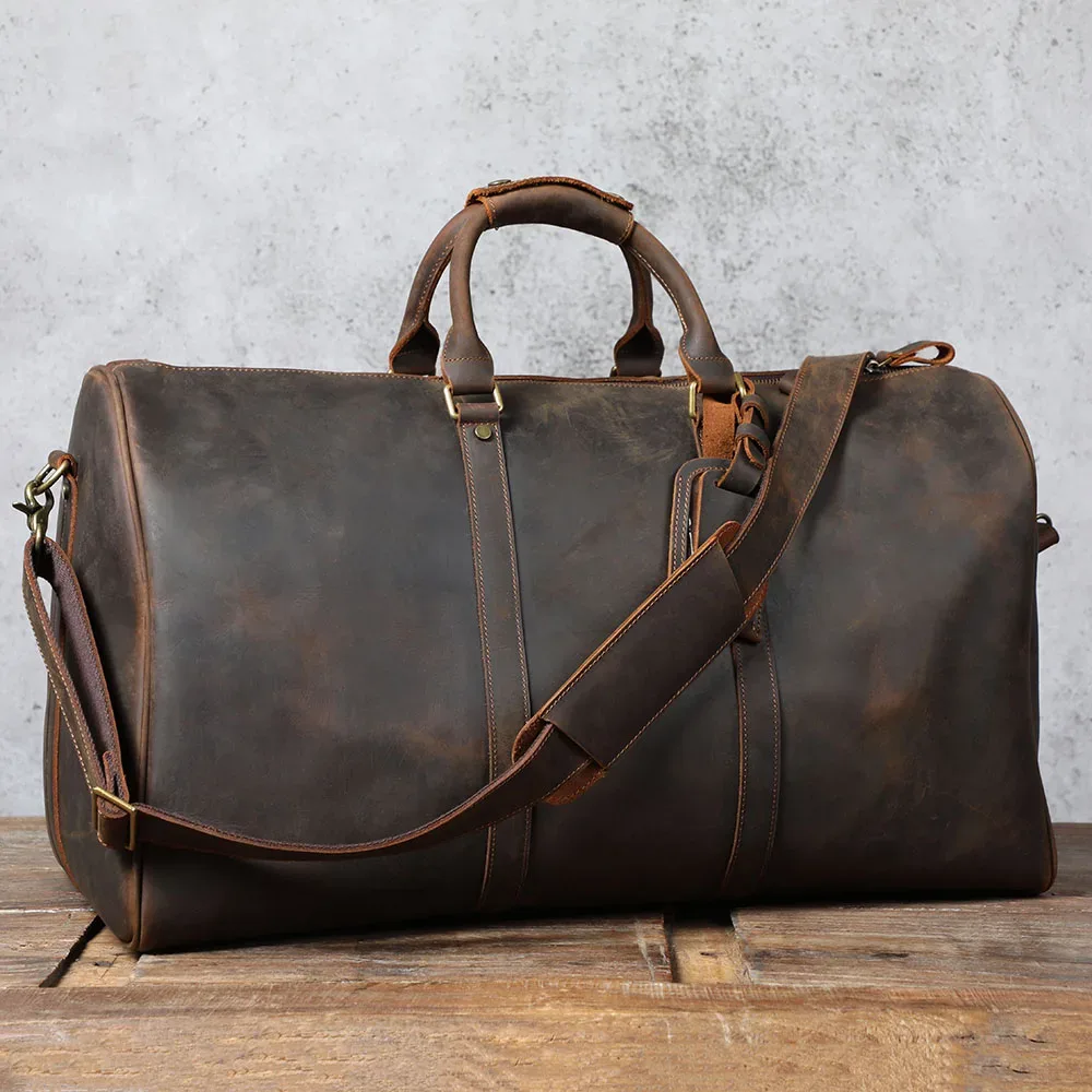 sac de voyage s.worker en cuir pleine fleur grand format pour homme, sac de week-end vintage en cuir véritable, sacs de sport pour homme, sac de voyage pour la nuit