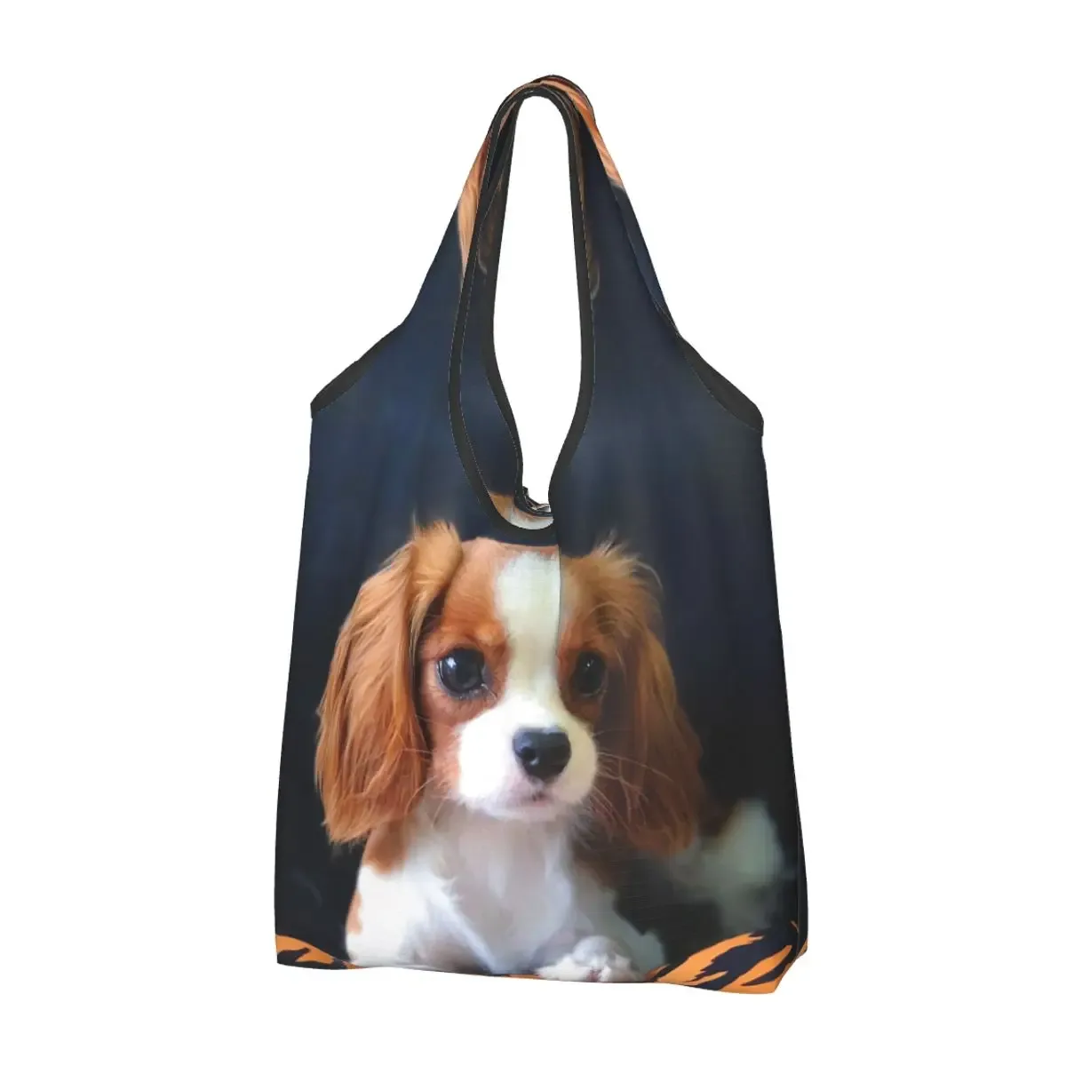 cavalier king charles épagneul groupe familial épicerie sac fourre-tout kawaii chien épaule shopper sacs grande capacité sacs à main