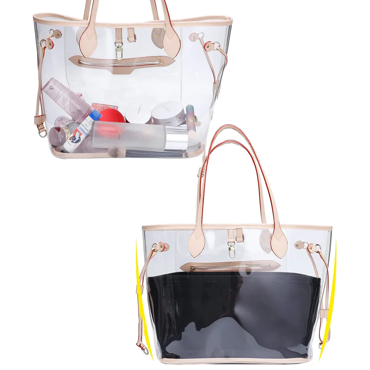 Organisateur de sac à main en feutre avec fermeture éclair et 10 poches, grand format, pour sacs fourre-tout et sacs de voyage