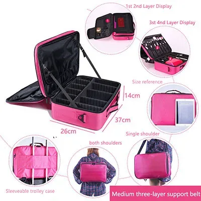étui à pinceaux de maquillage, sacs de maquillage, valise de maquillage professionnelle complète pour femmes, vanité maleta maquillaje, boîte de rangement d'outils pour ongles