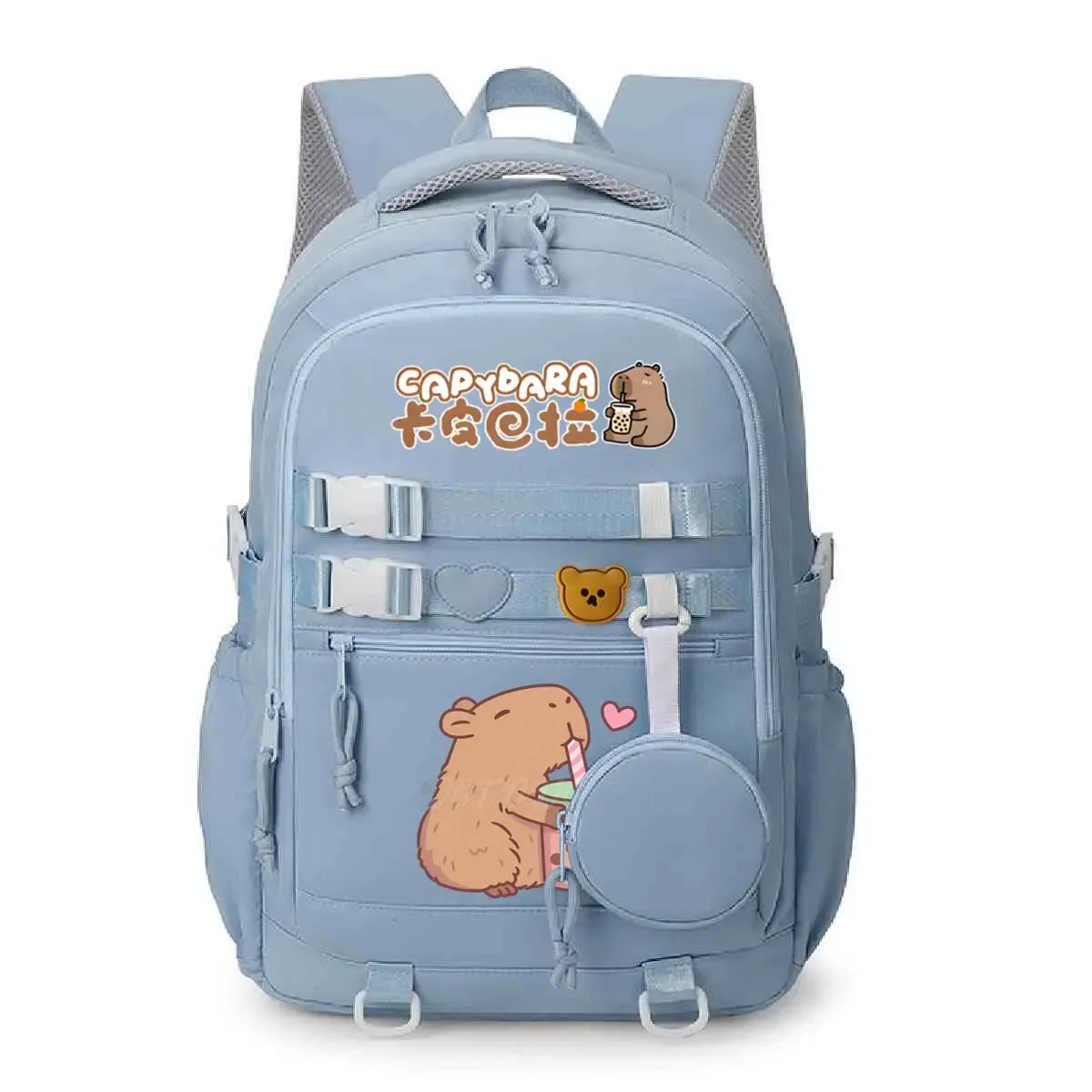 mignon dessin animé capybara bulle thé graphique école sacs à dos pour femmes filles ordinateur portable sac adolescent capybara amoureux cartable