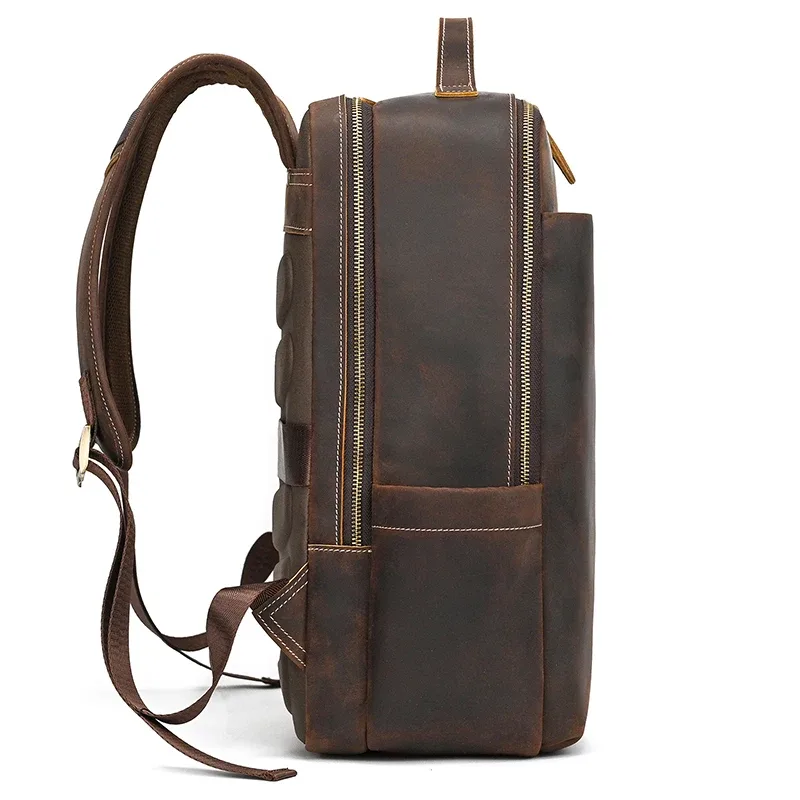 2025 nouveautés sac à dos en cuir pour voyage hommes mâle en cuir de vachette pochette d'ordinateur 15.6 "17 double épaule sac à dos pour homme rétro