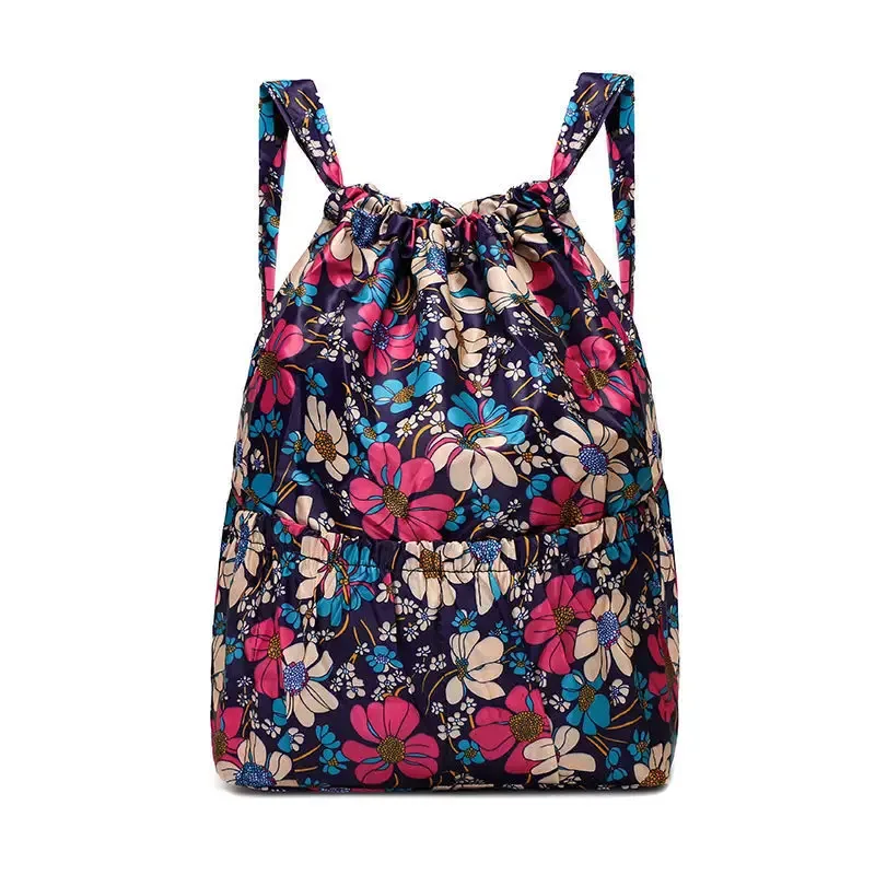 sac à dos à cordon de serrage pour femmes, sac à cordon en nylon, grande capacité, sac à bandoulière léger et polyvalent pour maman
