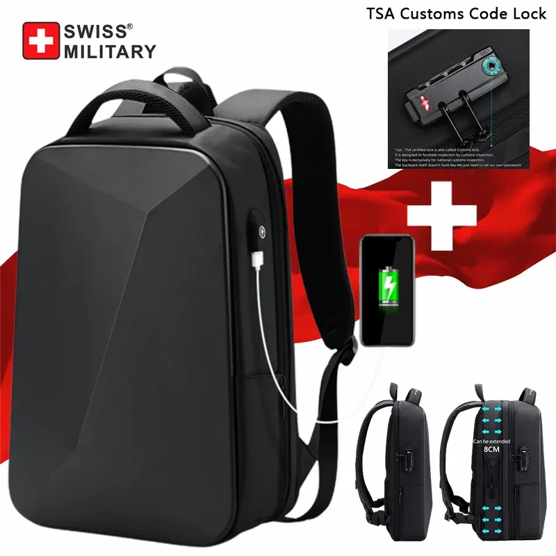 Marque militaire suisse sac à dos pour ordinateur portable Anti-vol étanche sac à dos décontracté USB charge hommes sac de voyage d'affaires sac à dos Mochila