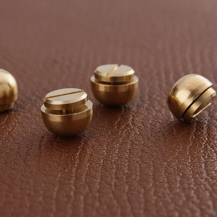 5 jeux de rivets et vis en laiton massif de haute qualité, bricolage de sac en cuir, décoration de valise, pieds de bouton, accessoires de rivets