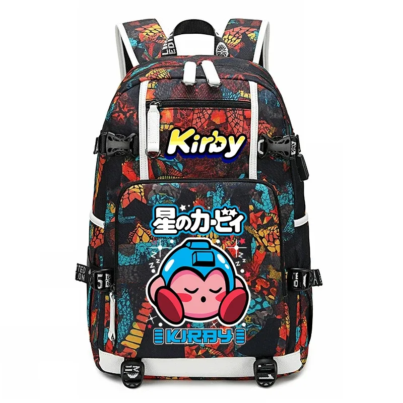 sac à dos d'étudiant imprimé dessin animé kirby, sac d'école de voyage de grande capacité pour enfants et adolescents