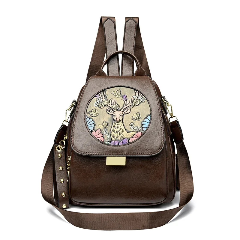 femmes de luxe en cuir véritable sac à dos décontracté dames sac à bandoulière mode grande capacité voyage femme qualité peau de vache sac à dos