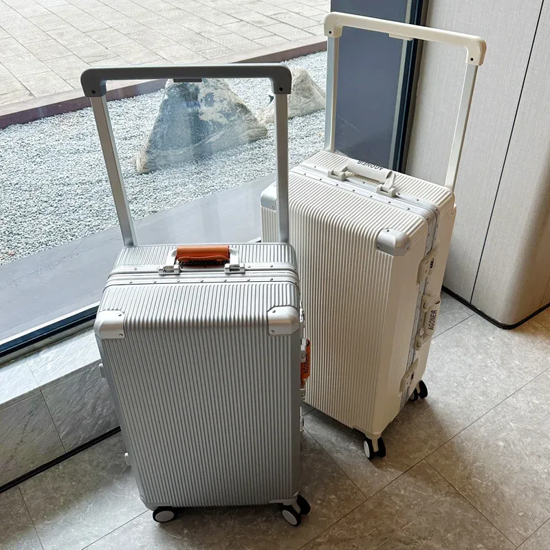 valise à cadre en aluminium de 20 pouces, valise de voyage à roulettes universelles de 26 pouces, valise à serrure de 24 pouces pour étudiants (hommes et femmes)
