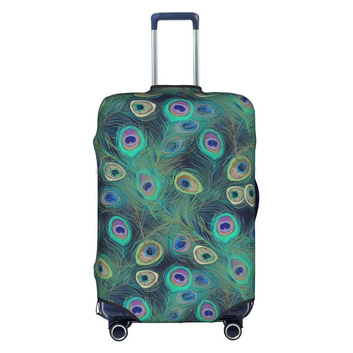 housse de protection pour bagages, motif paon amusant, violet clair sur violet, housse de valise de voyage élastique à motif animal