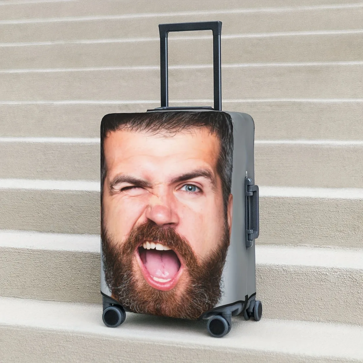 housse de bagage personnalisée avec fermeture éclair - personnalisez avec vos propres images et texte, impression recto-verso, polyester extensible, lavable en machine