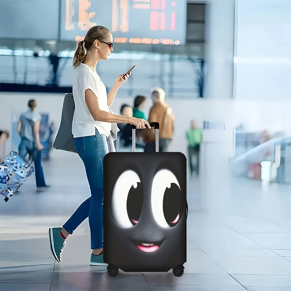 1 housse de bagage à motifs de visages de dessins animés mignons. convient aux valises de 18 à 32 pouces ; protège efficacement votre valise.