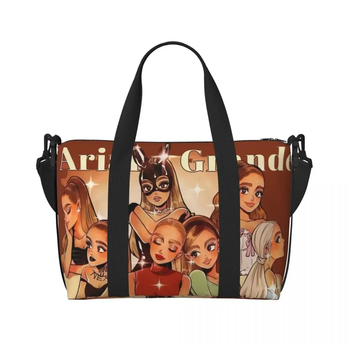 sac fourre-tout personnalisé ariana grande pop music pour femmes, sacs de voyage de grande capacité pour chanteur américain, plage, gymnastique