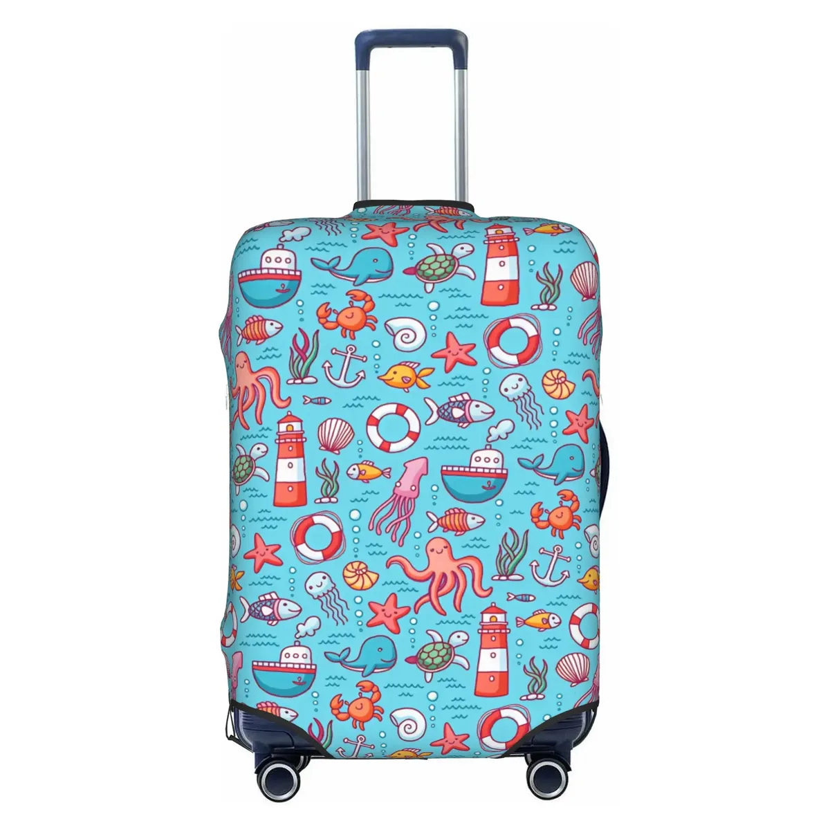 housse de protection pour valise, motif tortues marines sur fond bleu marine, mignonne, convient aux valises de 18 à 32 pouces