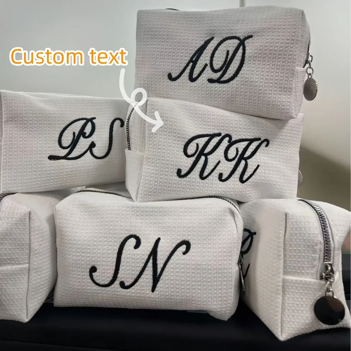 sac à cosmétiques personnalisé avec nom, sac de voyage léger en velours côtelé tendance, sac de maquillage durable de grande capacité, cadeau pour la fête des mères