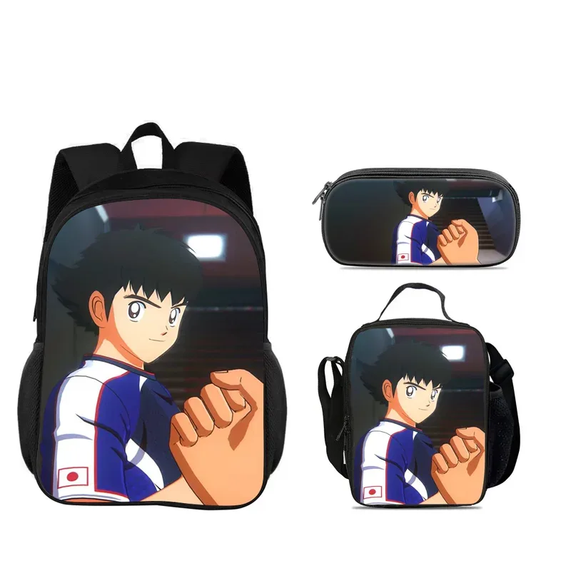 captain tsubasa – ensemble de 3 sacs à dos, trousse à crayons, sac isotherme, durable, tendance, polyvalent, pour l'école, pour garçons et filles, meilleur cadeau d'anniversaire