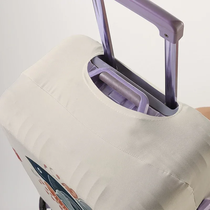 housse de protection pour bagages à motif de vagues japonaises koi, adaptée aux housses de bagages de 18 à 32 pouces, aux gants de protection pour poignée de bagage, aux accessoires de voyage