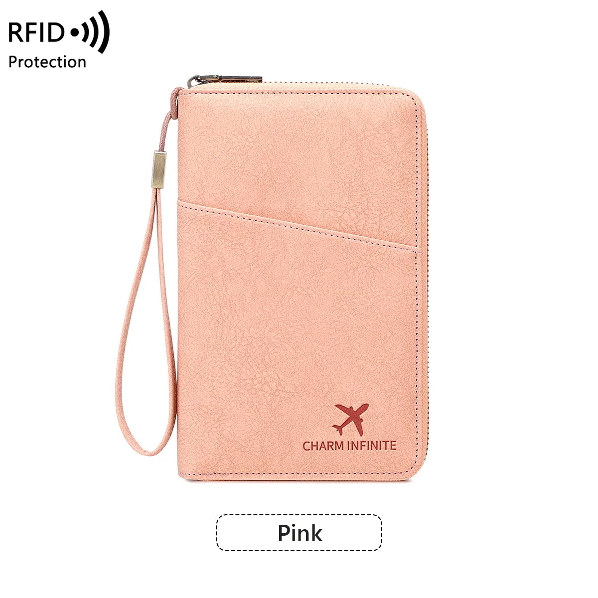 sac de passeport multifonctionnel bloquant rfid, porte-documents de voyage avec portefeuille de rangement de billets à longue fermeture éclair pour plusieurs passeports