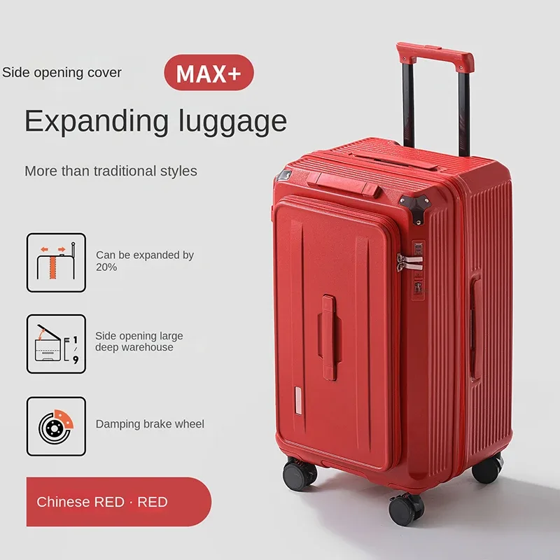 valise à ouverture latérale 28 pouces, grande capacité, extensible, valise à roulettes épaissie 24/26 pouces, valise cabine 20 pouces avec 5 roues