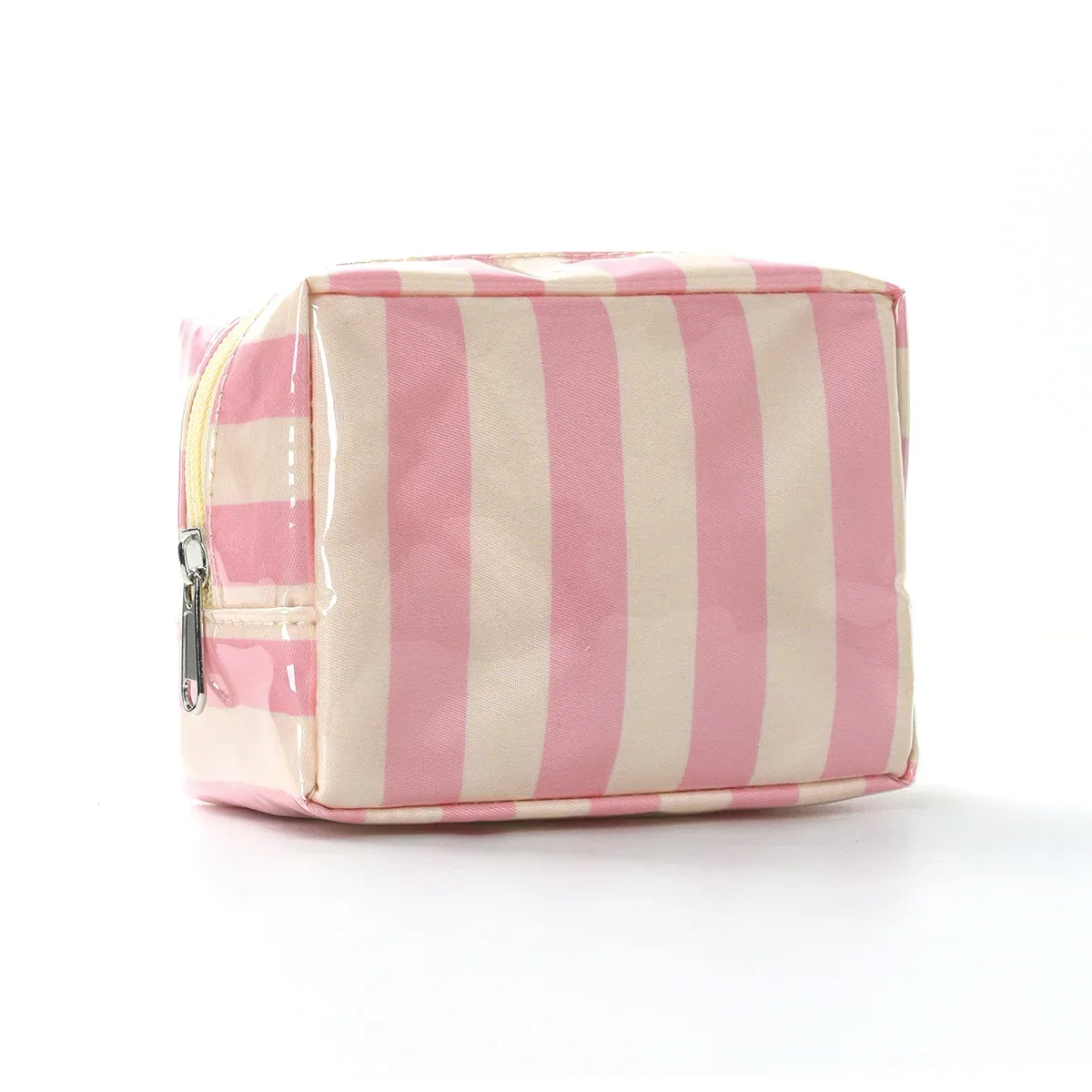 sac à cosmétiques rayé japonais et coréen avec fermeture éclair, trousse de toilette étanche pour voyage, petite trousse de maquillage mignonne