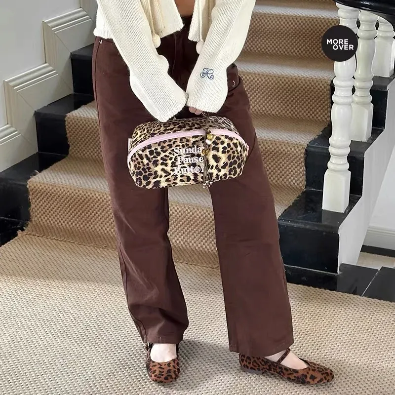 nouvelle trousse de maquillage léopard grande capacité pour femme, sac de voyage tendance, trousse de toilette à fermeture éclair, sac de rangement cosmétique pour femme