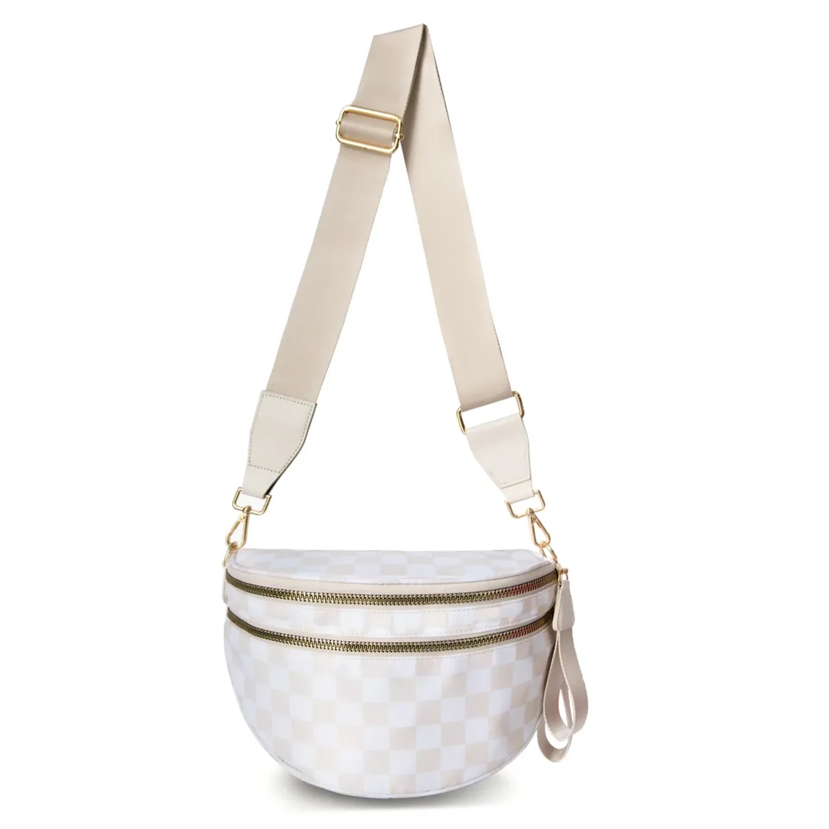 sac banane à carreaux pour femmes, sac banane décontracté, grande capacité, sangle réglable, sac à bandoulière simple pour maman, fourre-tout de voyage quotidien