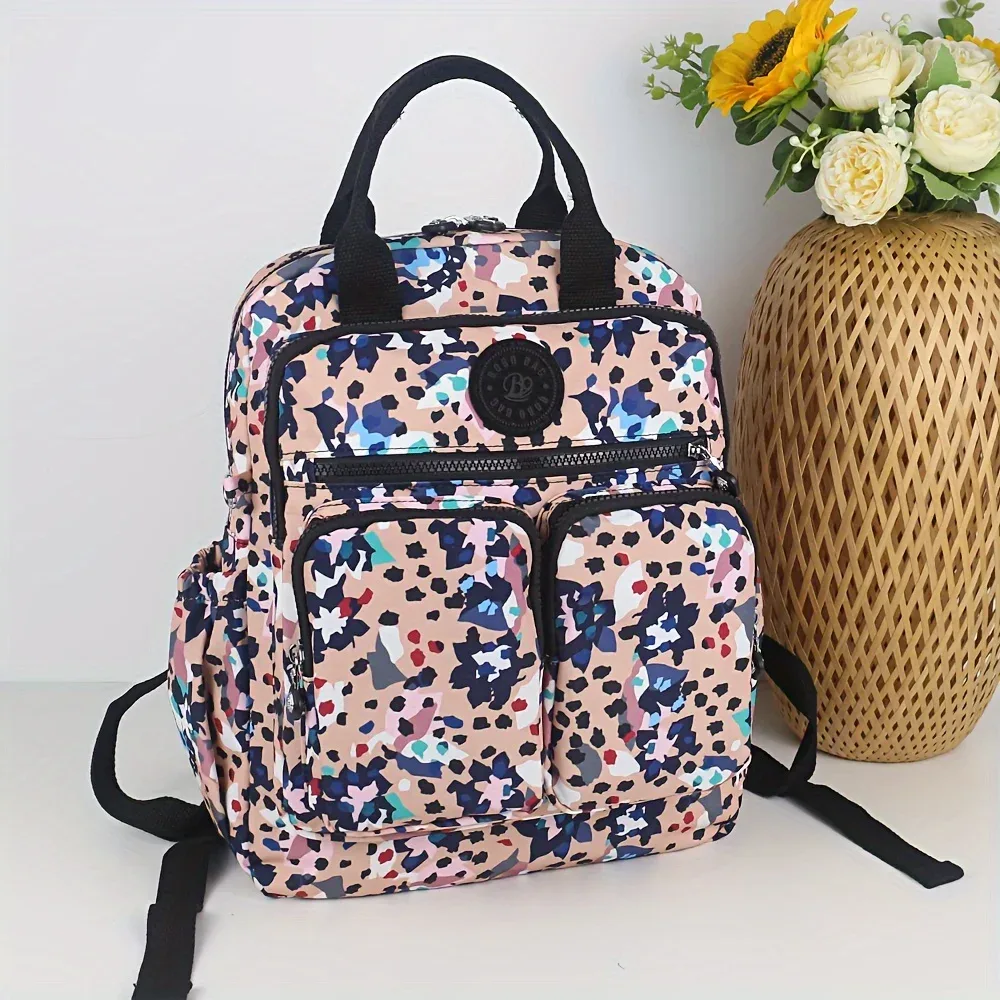 sac à dos d'école léger de grande capacité, sac de voyage multi-poches, matériau en nylon résistant à l'usure, bretelles confortables.