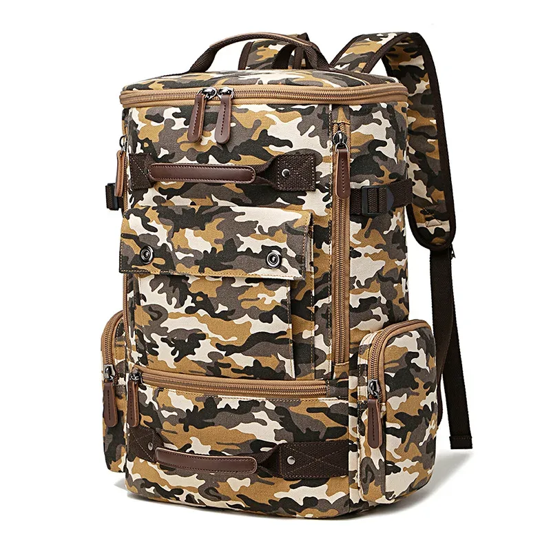 sac à dos vintage en toile pour homme, cartable d'école, de voyage, grande capacité, pour ordinateur portable
