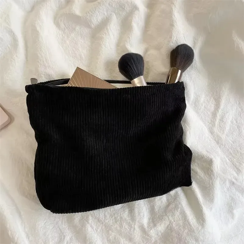 sac à cosmétiques de voyage en velours côtelé, sac de rangement de maquillage portable, sacs à main pour femmes, grande capacité, fermeture éclair, organisateur de maquillage, pochette de rangement