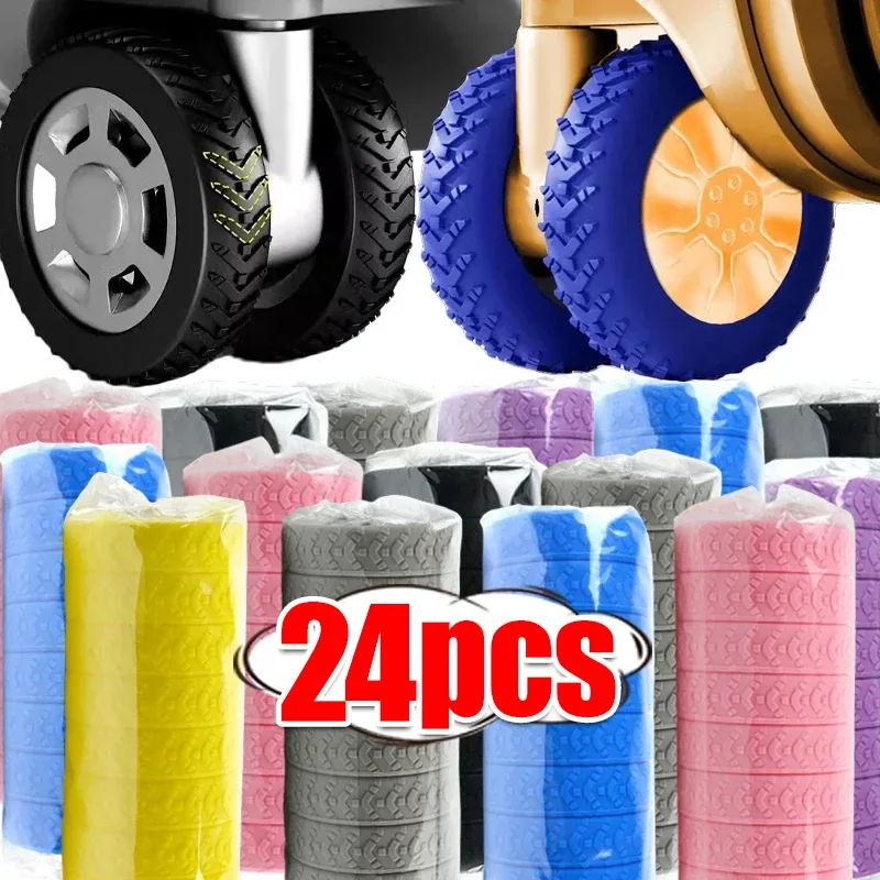 Valise en Silicone, étui de Protection de roue avec son silencieux, roulettes pour bagages de voyage, chaussures, réduit le bruit, boîte de chariot, roulettes