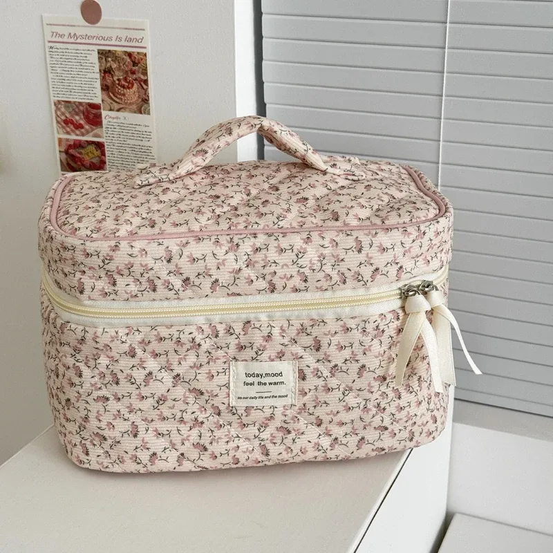 Sacs de rangement cosmétiques vintage en velours côtelé pour femmes, sacs à main de voyage rétro portables pour dames, trousse de maquillage simple pour femme, sac à main d'embrayage