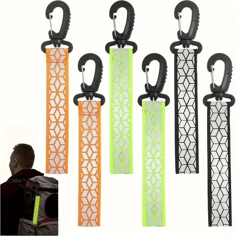 sangles de sécurité réfléchissantes pour sac à dos, 2 pièces, fournitures pour porte-clés, conçues pour le camping, la randonnée, équipement de sécurité nocturne, bande réfléchissante