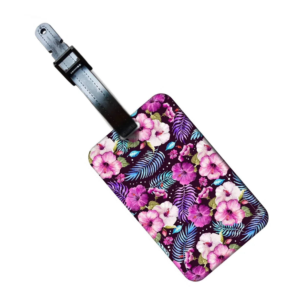 étiquette de bagage motif fleurs et plantes, plume, pour valise et sac à dos, anti-perte, porte-carte d'identification, accessoires de mode pour bagages, cadeaux