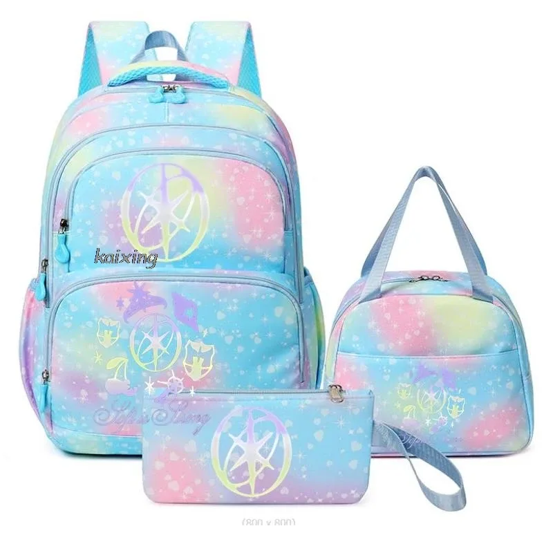 hot katseye drôle impression sacs d'école avec des sacs à déjeuner 3 pièces coloré garçons et filles sac à dos primaire voyage en plein air ordinateur portable mochilas