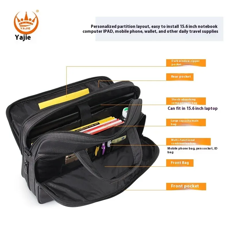 porte-documents pour hommes d'affaires, sac en toile imperméable de grande capacité pour ordinateur portable de 15.6 pouces, sacs de travail, sacs d'affaires, sacs de bureau officiels