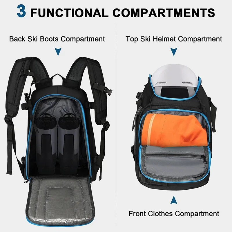 sac à dos étanche respirant pour bottes de ski, sac de transport de grande capacité, sac à dos de rangement extérieur, 50l
