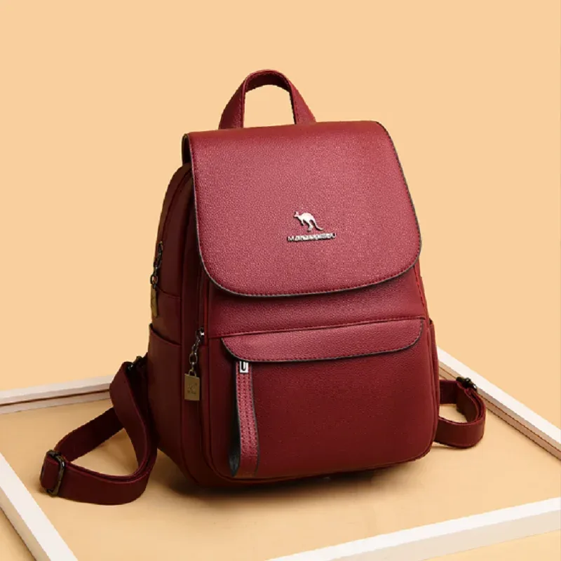 Nouveau créateur de mode coréen pour femmes sac à dos en cuir souple grande capacité Double sacs à bandoulière sac d'école sacs à dos de voyage décontractés