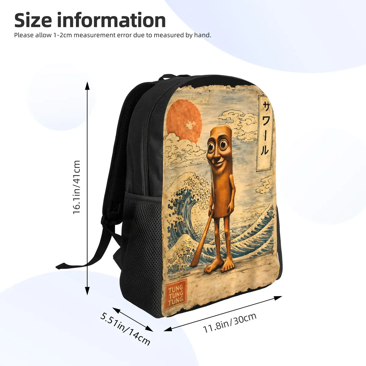 brainrot meme tung tung tung sahur sac à dos de voyage unisexe coloré grande capacité pour lycée sac à dos moderne