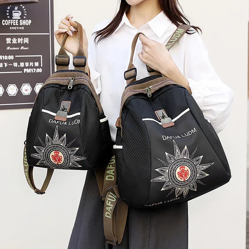 nouvelle personnalité style ethnique double épaule sac pour femme simple épaule bandoulière sac pour femme étanche oxford sac à dos
